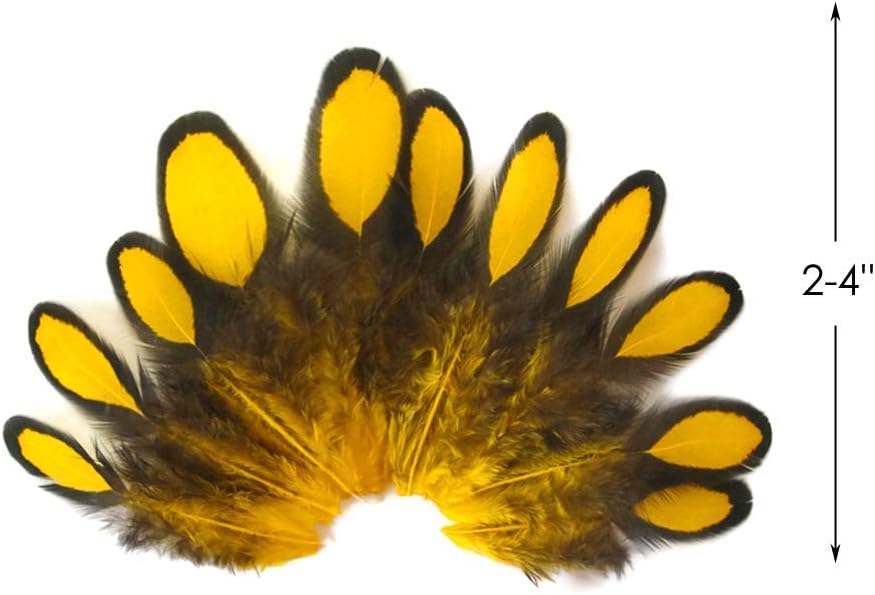 1 Dozen - Yellow Whiting Farms Laced Hen Saddle Feathers