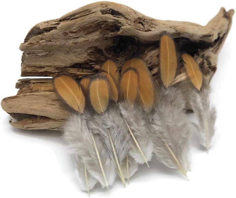 1 Dozen - Golden Brown Whiting Farms Laced Hen Saddle Feathers