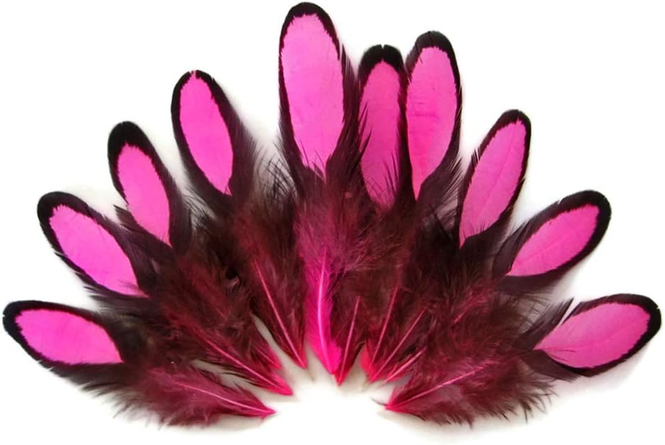 1 Dozen - Hot Pink Whiting Farms Laced Hen Saddle Feathers