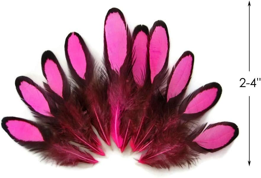 1 Dozen - Hot Pink Whiting Farms Laced Hen Saddle Feathers
