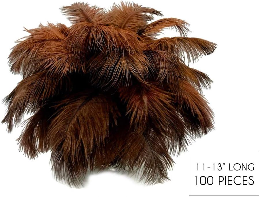100 Pieces - 11-13" Dark Brown Ostrich Drabs Wholesale Body Feathers (Bulk)