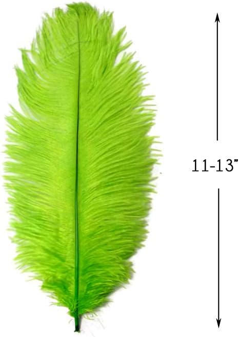 100 Pieces - 11-13" Lime Green Ostrich Drabs Wholesale Body Feathers (Bulk)