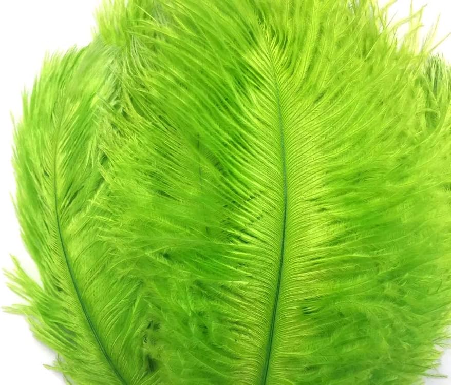 100 Pieces - 11-13" Lime Green Ostrich Drabs Wholesale Body Feathers (Bulk)