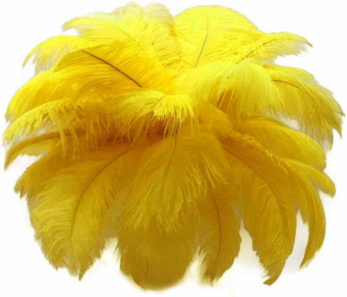 10 Pieces - 11-13" Yellow Bleached & Dyed Ostrich Drabs Body Feathers