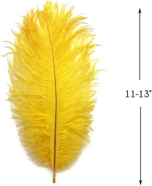 10 Pieces - 11-13" Yellow Bleached & Dyed Ostrich Drabs Body Feathers