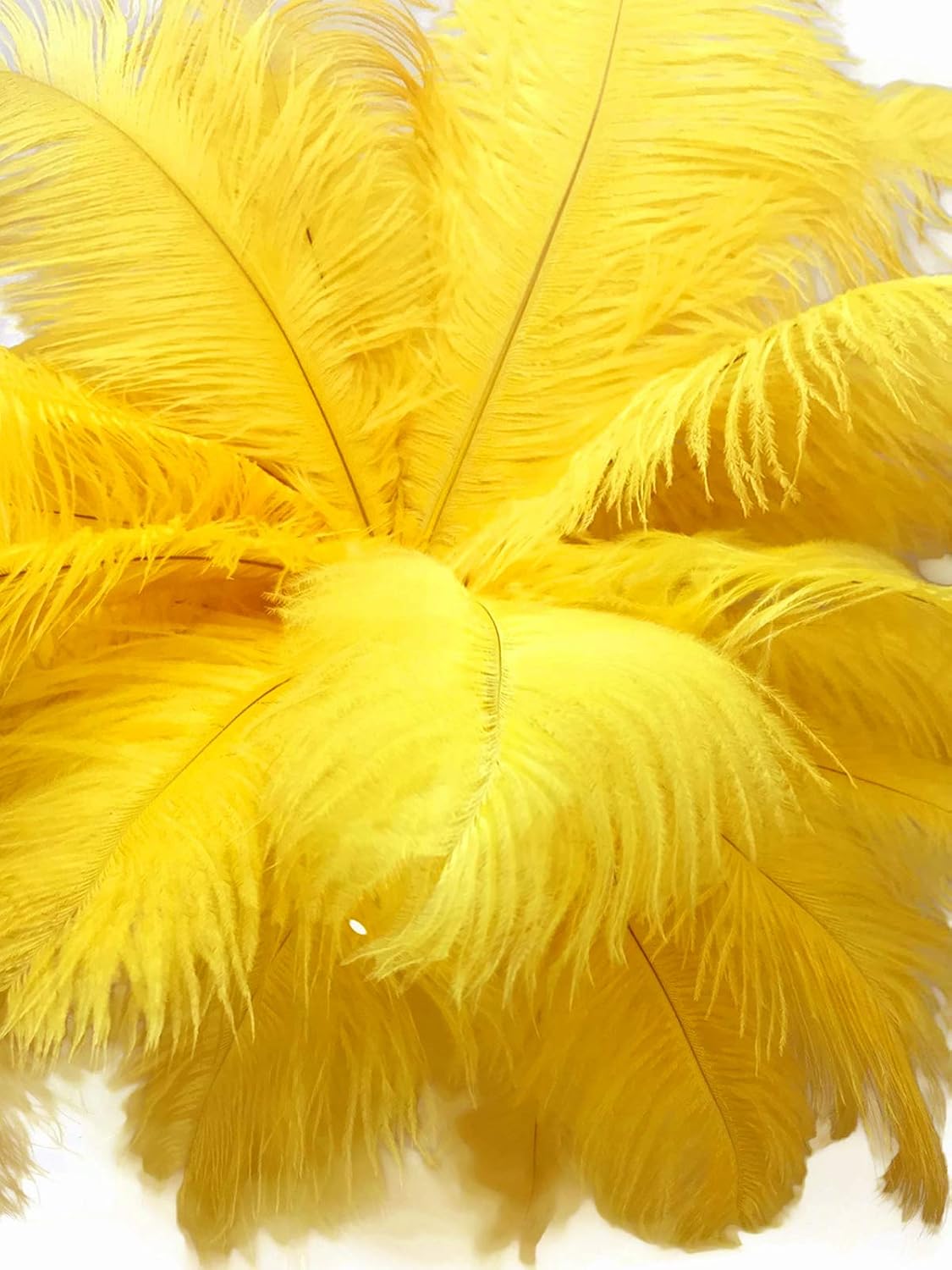 10 Pieces - 11-13" Yellow Bleached & Dyed Ostrich Drabs Body Feathers