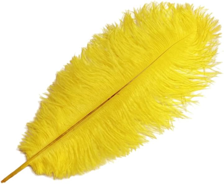 10 Pieces - 11-13" Yellow Bleached & Dyed Ostrich Drabs Body Feathers