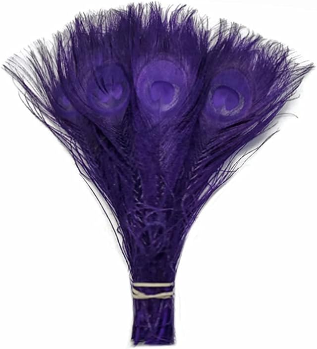 100 Pieces – Eggplant Bleached & Dyed Peacock Tail Eye Wholesale Feathers (Bulk) 10-12” Long