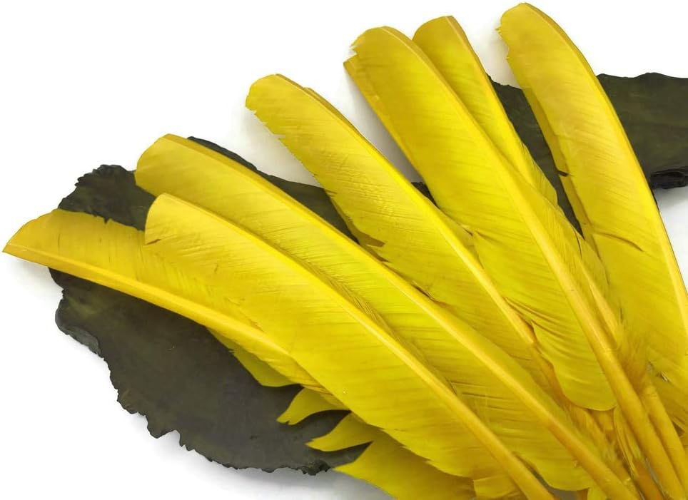 1/4 Lb - Yellow Turkey Pointers Quill Large Wholesale Feathers (Bulk)