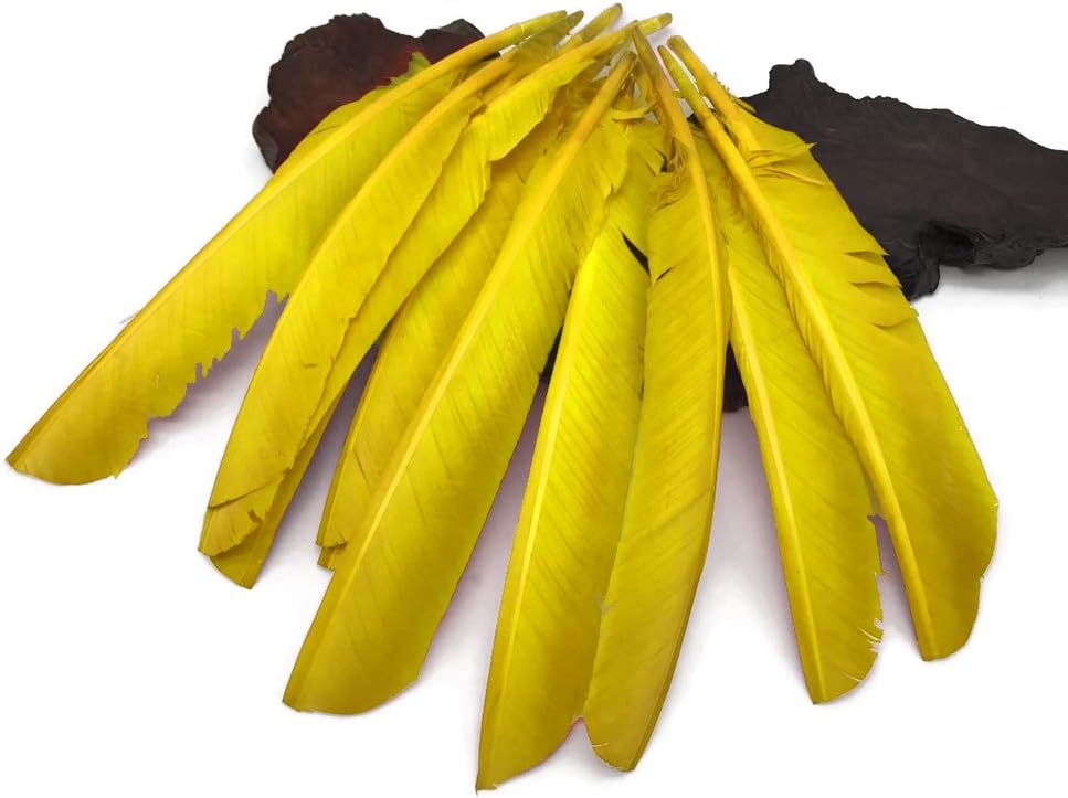 1/4 Lb - Yellow Turkey Pointers Quill Large Wholesale Feathers (Bulk)