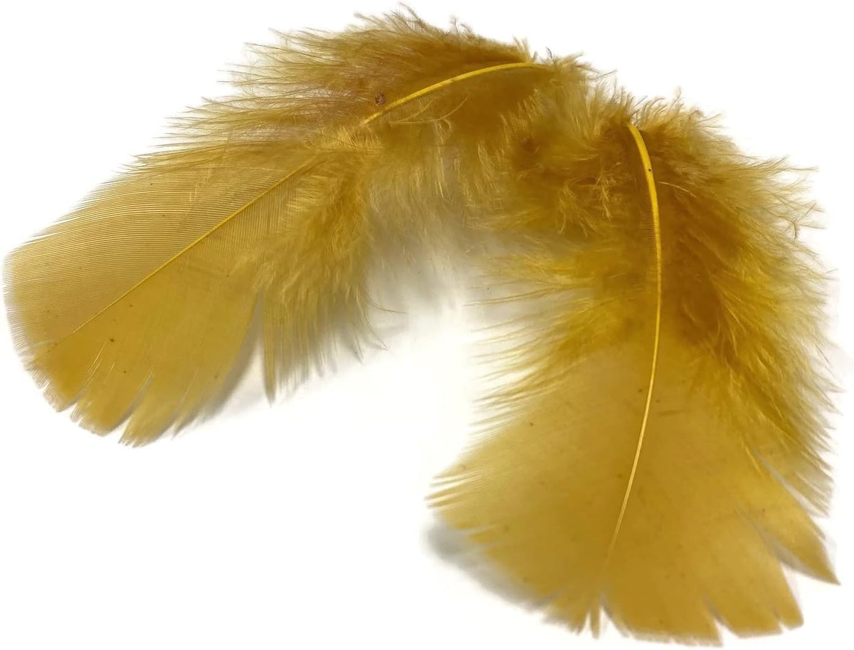1 Pack - Antique Gold Dyed Turkey T-Base triangle Body Plumage Feathers 0.50 Oz.