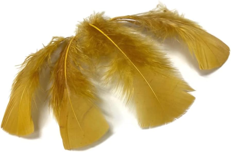 1 Pack - Antique Gold Dyed Turkey T-Base triangle Body Plumage Feathers 0.50 Oz.