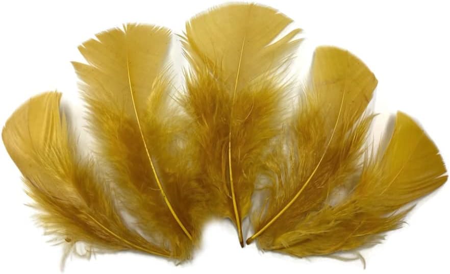 1 Pack - Antique Gold Dyed Turkey T-Base triangle Body Plumage Feathers 0.50 Oz.