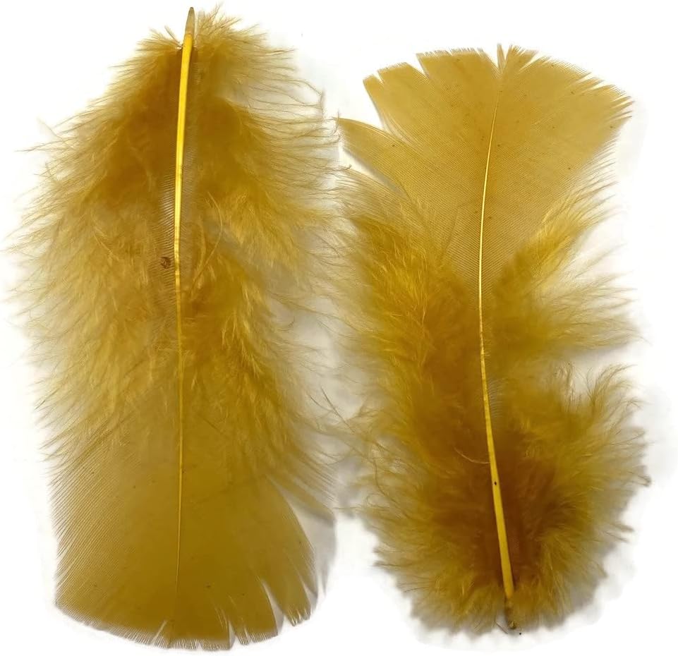 1 Pack - Antique Gold Dyed Turkey T-Base triangle Body Plumage Feathers 0.50 Oz.