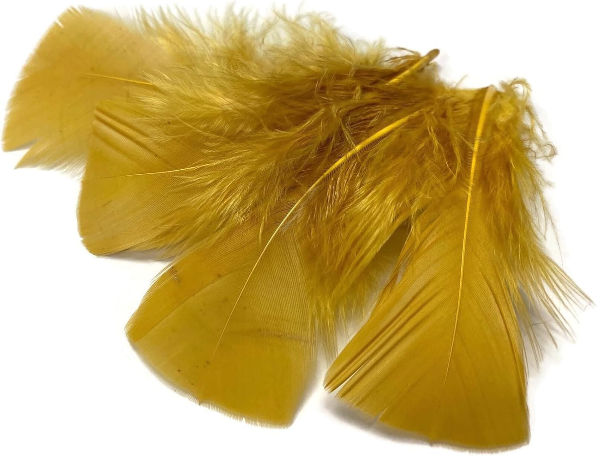 1 Pack - Antique Gold Dyed Turkey T-Base triangle Body Plumage Feathers 0.50 Oz.