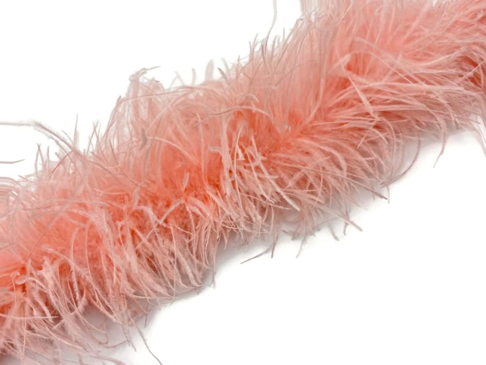 2 Yards - Pink Blush 4 Ply Ostrich Medium Weight Fluffy Feather Boa