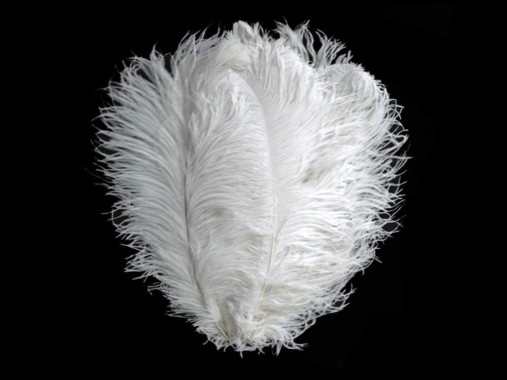 1/2 lb. - 16-18" White Grade #1 Large Ostrich Wing Plumes Wholesale Feather (Bulk)