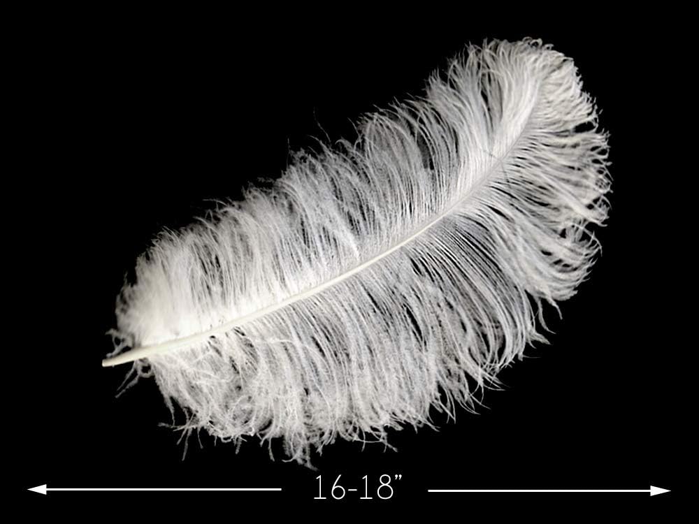 1/2 lb. - 16-18" White Grade #1 Large Ostrich Wing Plumes Wholesale Feather (Bulk)