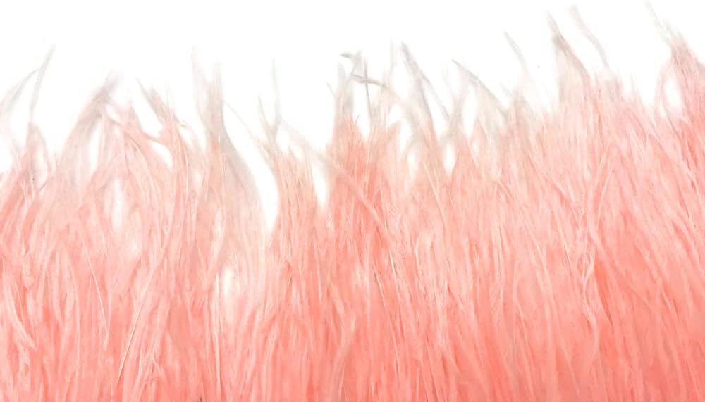 1 Yard - Pink Blush Ostrich Fringe Trim Wholesale Feather (Bulk)
