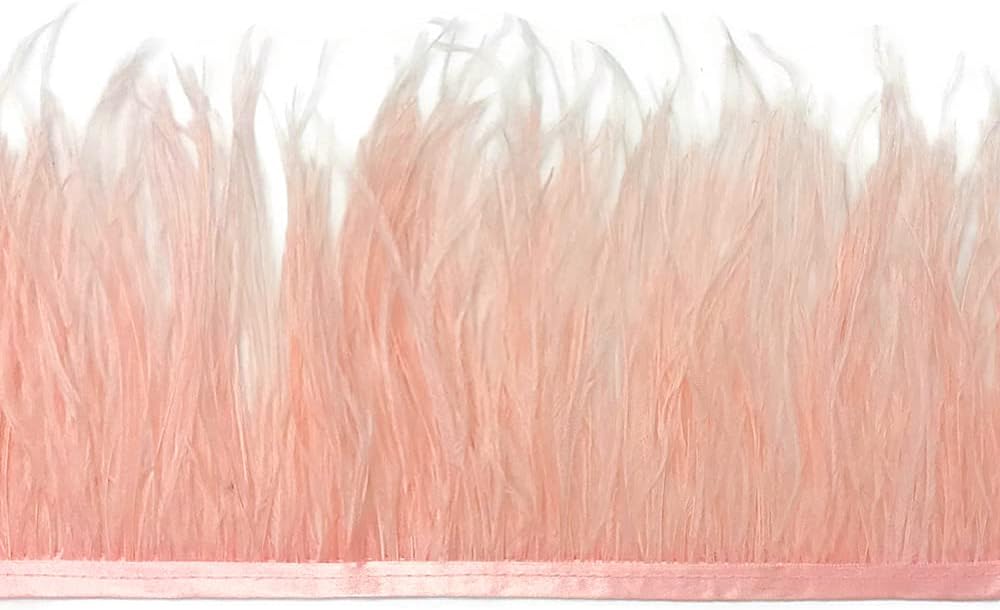 1 Yard - Pink Blush Ostrich Fringe Trim Wholesale Feather (Bulk)