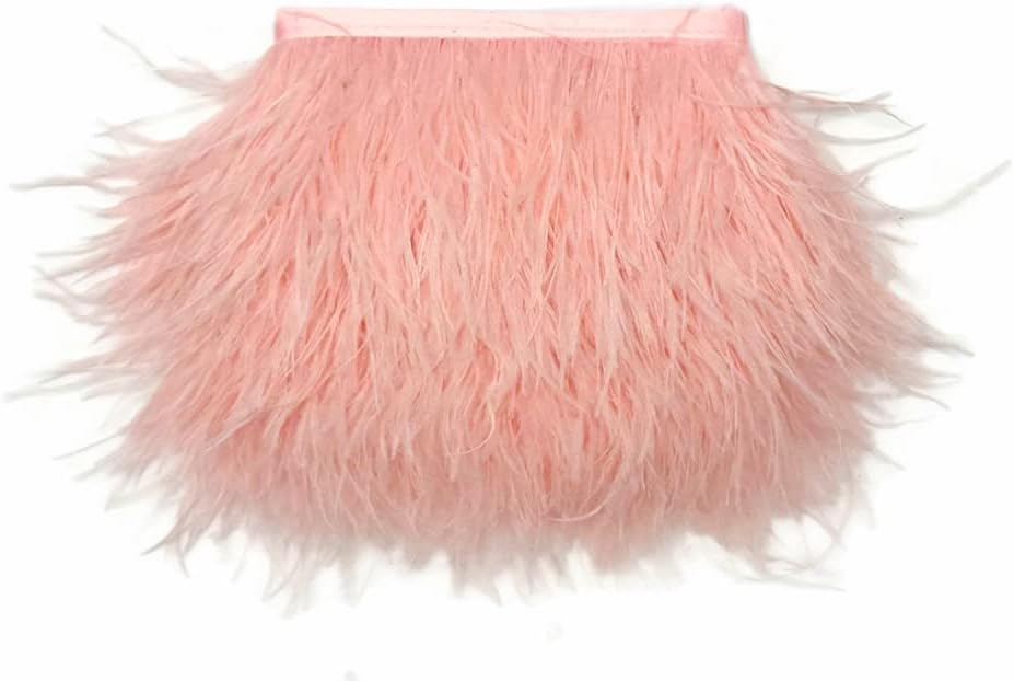 10 Yards - Pink Blush Ostrich Fringe Trim Wholesale Feather (Bulk)