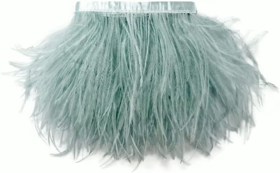 6 Inch Strip - Sage Green Ostrich Fringe Trim Feather