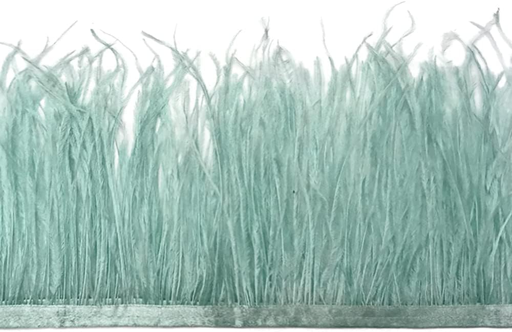 6 Inch Strip - Sage Green Ostrich Fringe Trim Feather