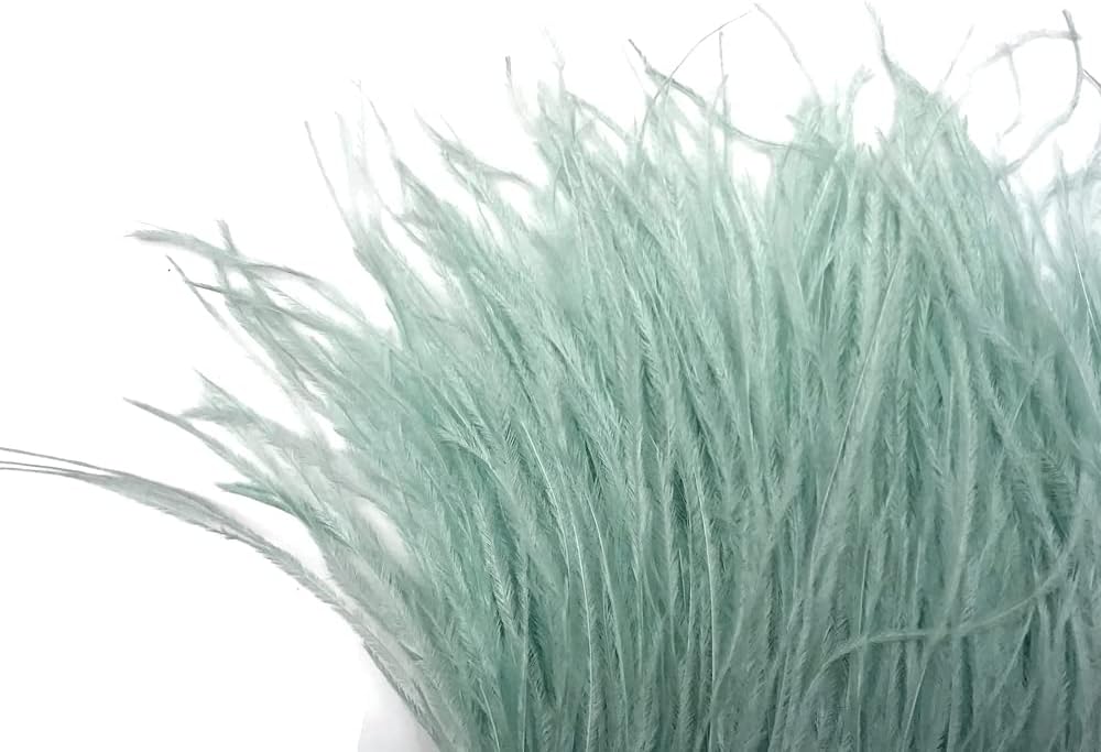 10 Yards - Sage Green Ostrich Fringe Trim Wholesale Feather (Bulk)