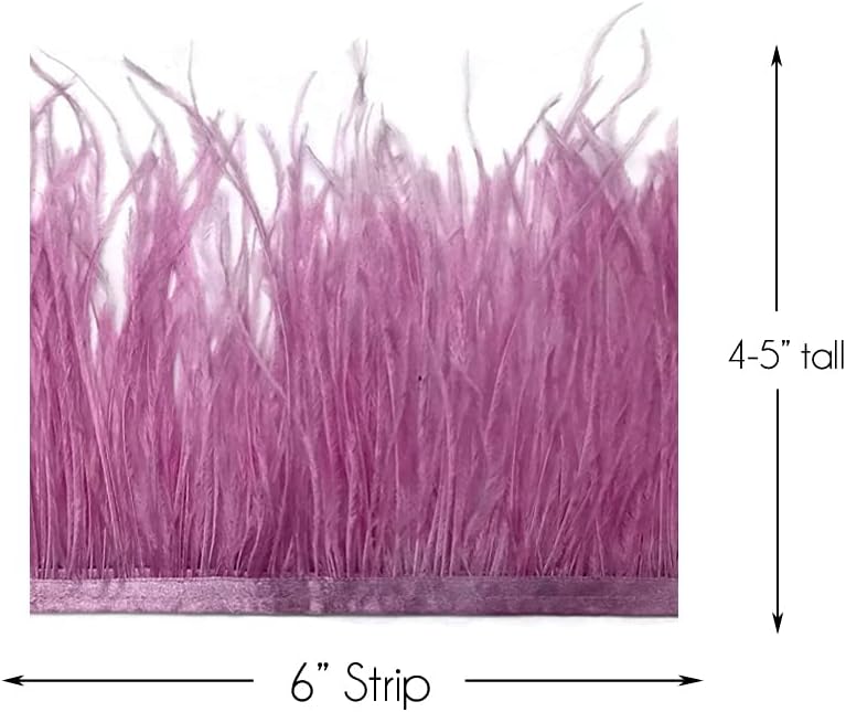 6 Inch Strip - Mauve Purple Ostrich Fringe Trim Feather
