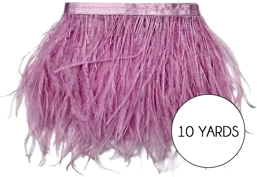 10 Yards - Mauve Purple Ostrich Fringe Trim Wholesale Feather (Bulk)