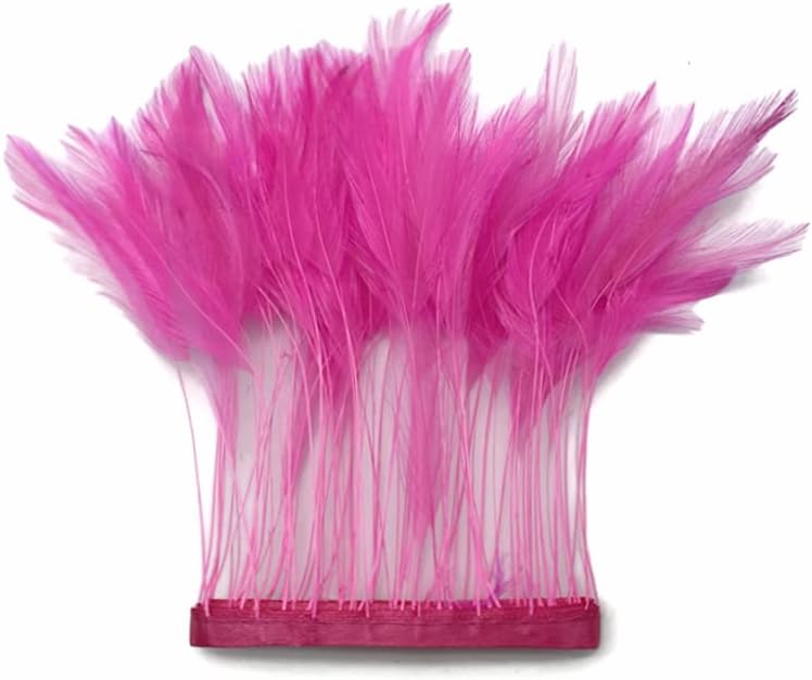 1 Dozen - Hot Pink Stripped Rooster Neck Hackle Eyelash Feather