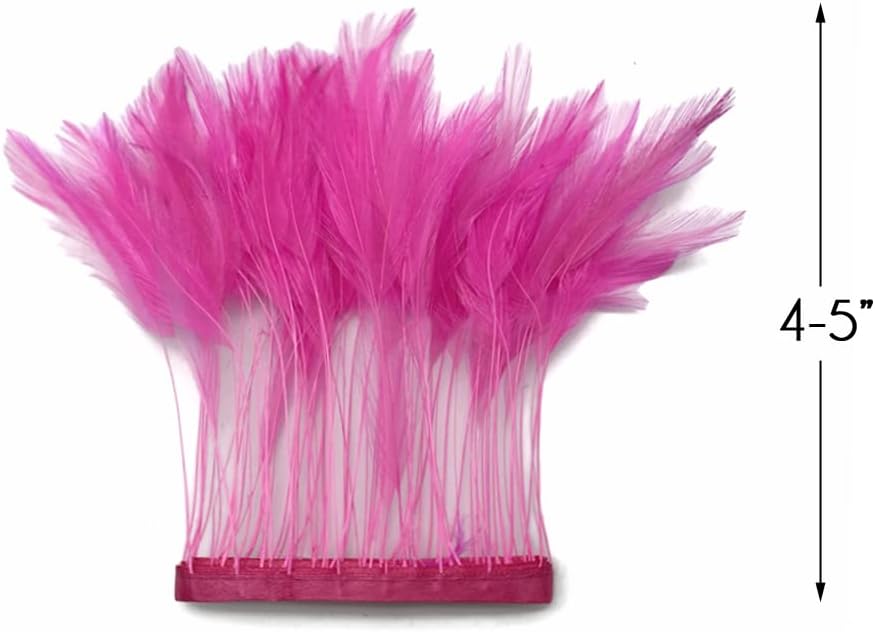 1 Dozen - Hot Pink Stripped Rooster Neck Hackle Eyelash Feather