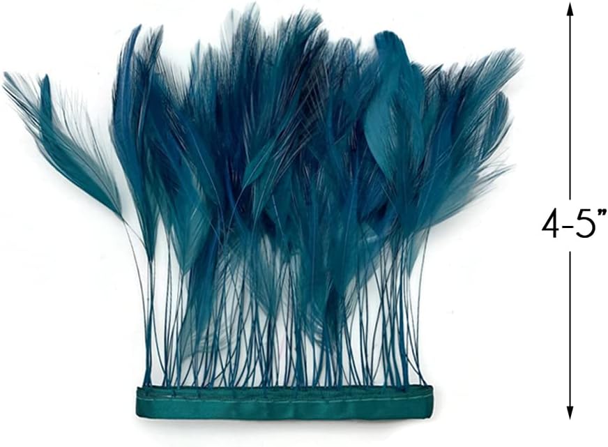 1 Dozen - Teal Blue Stripped Rooster Neck Hackle Eyelash Feather