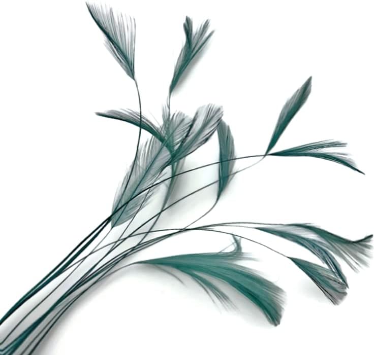 1 Dozen - Hunter Green Stripped Rooster Neck Hackle Eyelash Feather