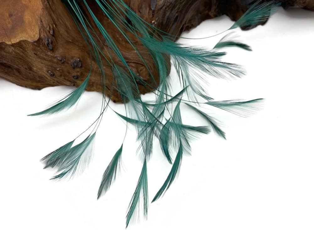 1 Dozen - Hunter Green Stripped Rooster Neck Hackle Eyelash Feather
