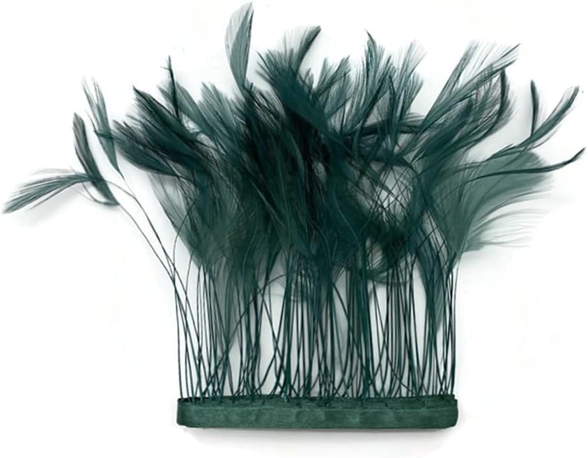 1 Dozen - Hunter Green Stripped Rooster Neck Hackle Eyelash Feather