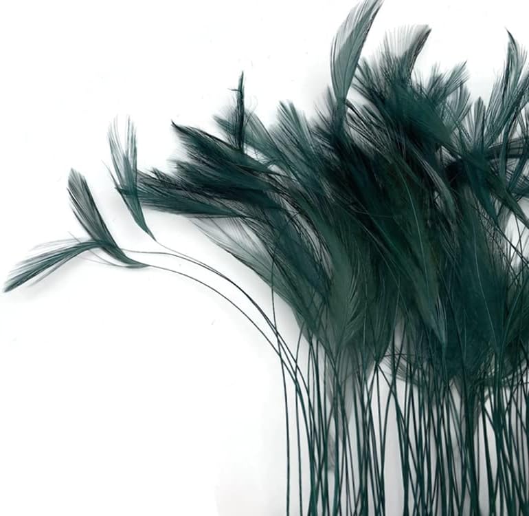 1 Dozen - Hunter Green Stripped Rooster Neck Hackle Eyelash Feather