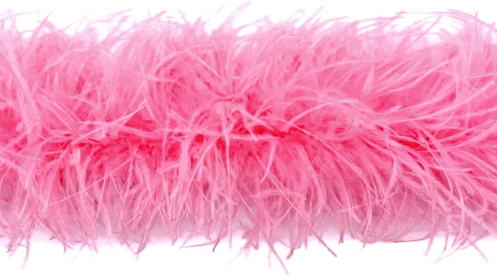 2 Yards - 5 Ply Candy Pink Heavy Weight Ostrich Fluffy Feather Boa
