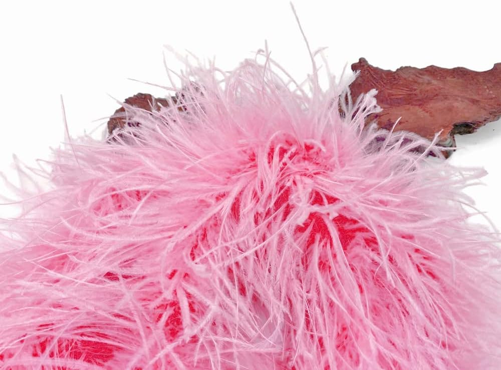 2 Yards - 5 Ply Candy Pink Heavy Weight Ostrich Fluffy Feather Boa