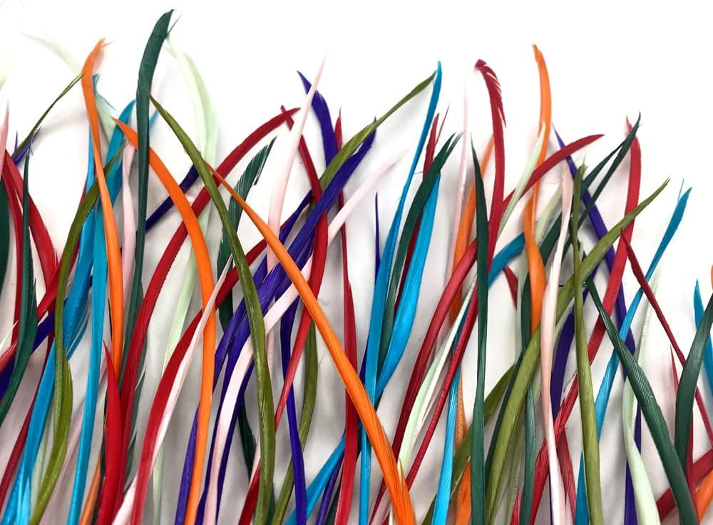1 Yard - Multicolor Goose Biots Stripped Wing Wholesale Feather Trim