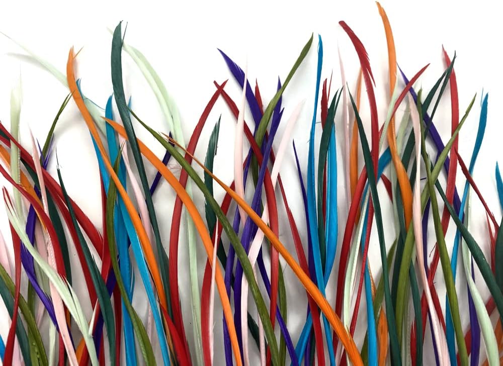 1 Yard - Multicolor Goose Biots Stripped Wing Wholesale Feather Trim