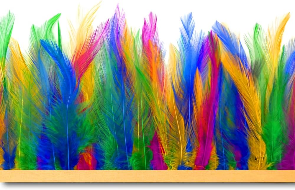 1 Yard - Multicolor Spring Rooster Neck Hackle Saddle Feather Wholesale Trim