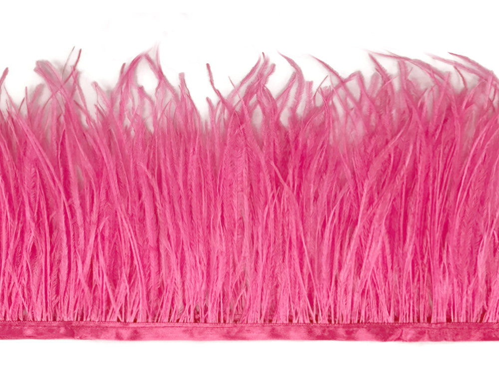 6 Inch Strip - Candy Pink Ostrich Fringe Trim Feather