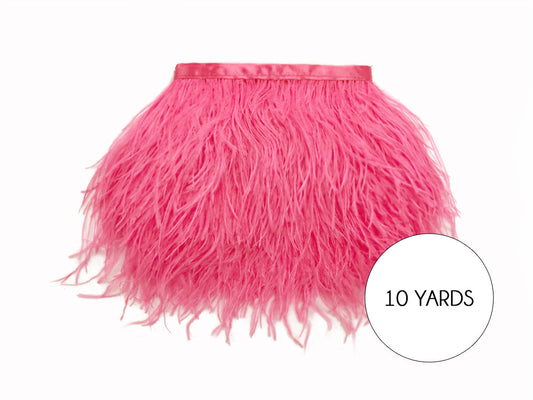 10 Yards - Candy Pink Ostrich Fringe Trim Wholesale Feather (Bulk)