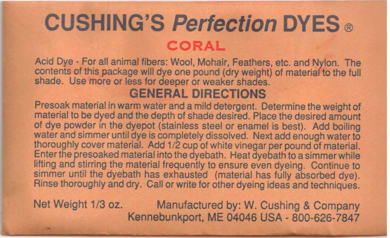 Coral Cushing Acid Dye