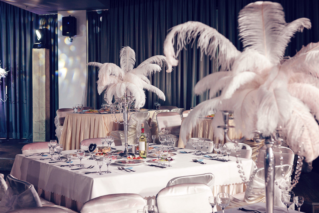 2 Pieces - 29-35" White X-Large Ostrich Wing Plumes Centerpiece Feathers