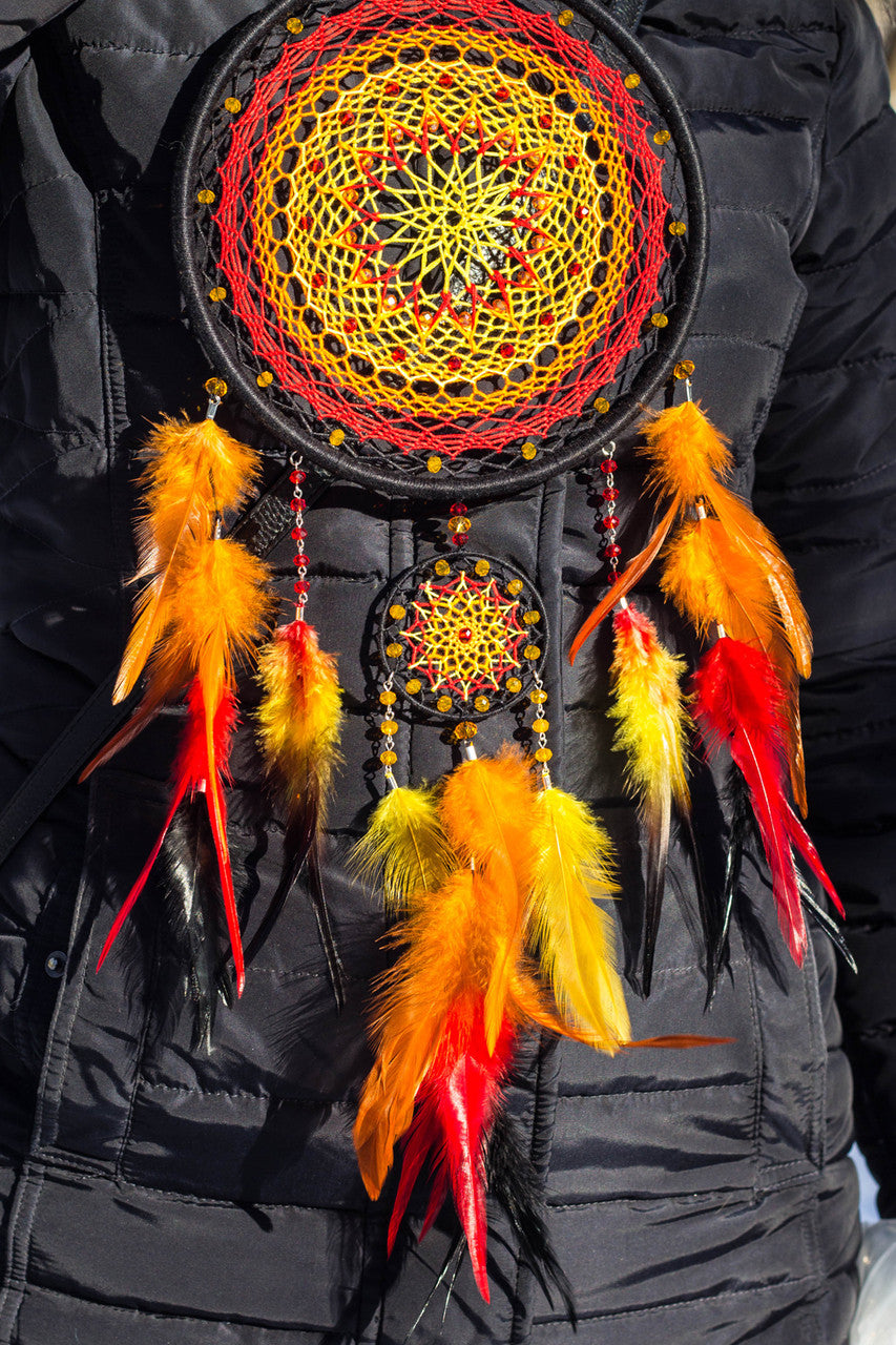 4 Inch Strip - 6-7" Red Dyed Over Natural Strung Chinese Rooster Saddle Feathers 