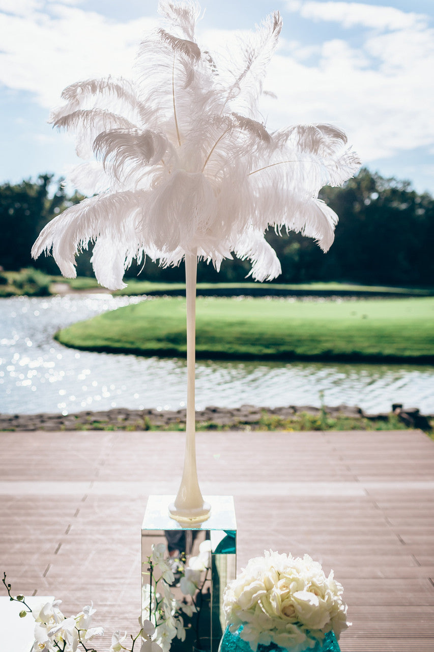 2 Pieces - 29-35" White X-Large Ostrich Wing Plumes Centerpiece Feathers