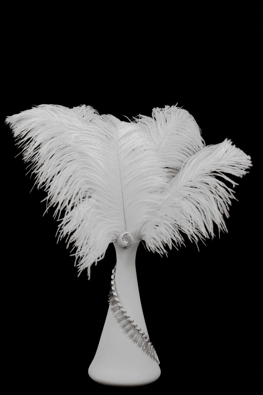 10 Pieces - 17-19" Off White Large Bleached Ostrich Drabs Body Feathers