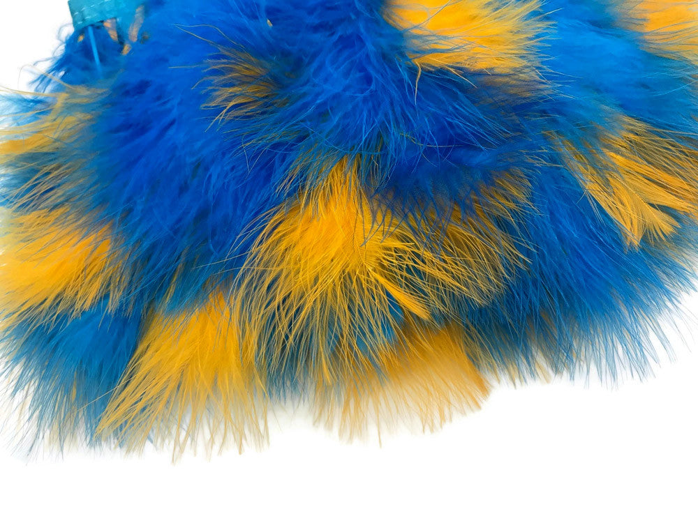 1 Yard - Golden Blue Marabou Turkey Fluff Feather Fringe Trim